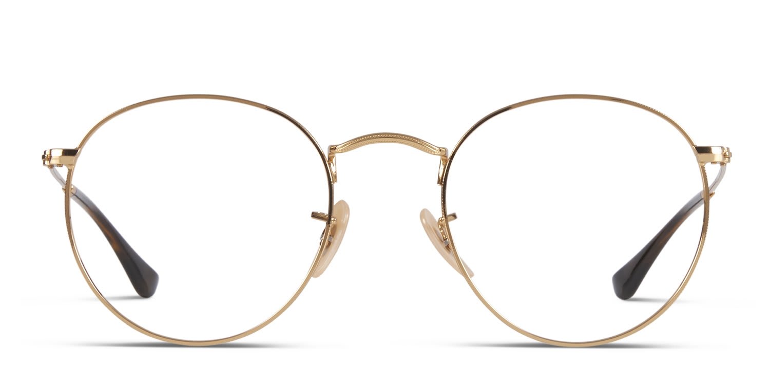 Ray-Ban RX3447V Round Metal Gold glasses - Gold - Frontal View