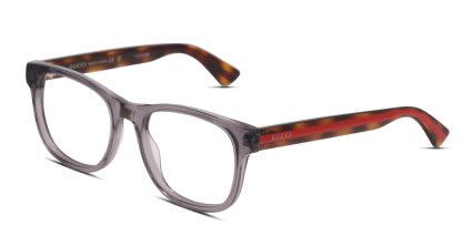 Gucci GG0004ON Gray, Clear glasses - Gray / Clear - Angle View