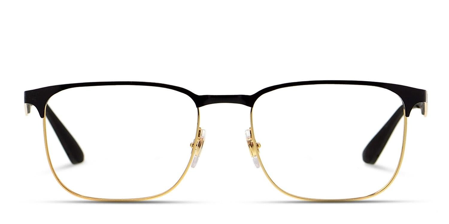Ray-Ban 6363 Shiny Black, Gold glasses - Shiny Black / Gold - Frontal View