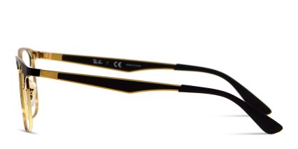 Ray-Ban 6363 Shiny Black, Gold glasses - Shiny Black / Gold - Side View