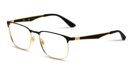 Ray-Ban 6363 Shiny Black, Gold glasses - Shiny Black / Gold - Angle View