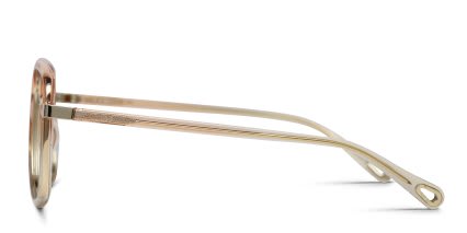 Chloe CH0034O Pink, Clear, Gold glasses - Pink / Clear / Gold - Side View