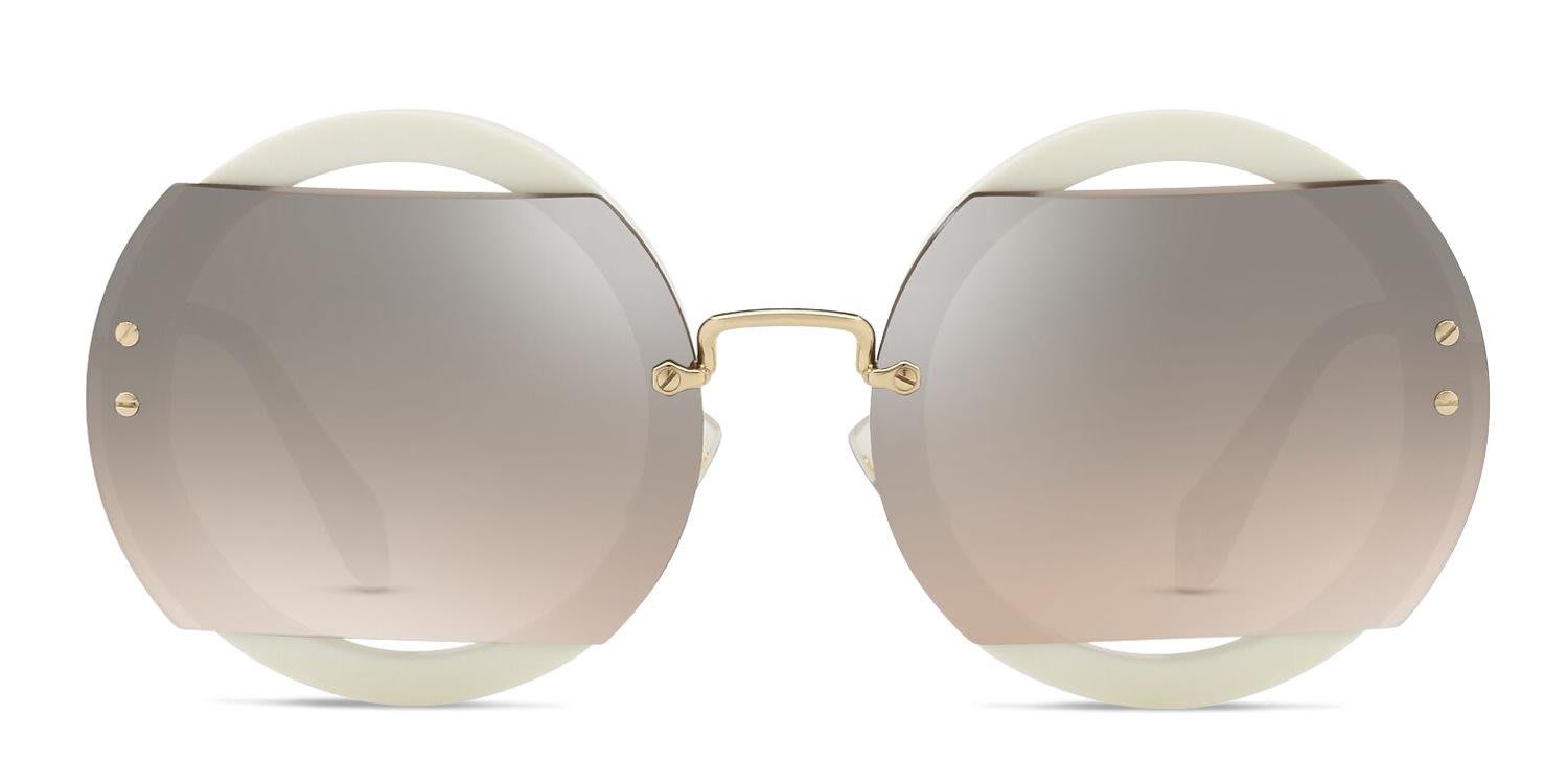 Miu Miu SMU 06SS White, Brown glasses - White / Brown / Gold - Frontal View