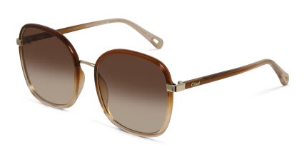 Chloe CH0031S Brown, Gold glasses - Brown / Gold - Angle View