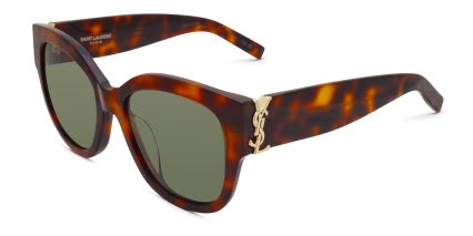 Saint Laurent SLM95/F Tortoise, Green glasses - Tortoise / Green - Angle View