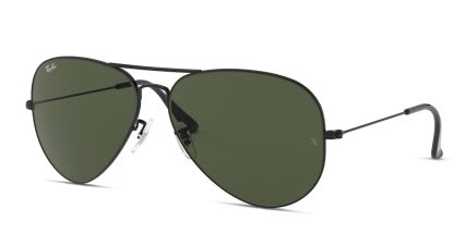Ray-Ban RB3026 Aviator Large Metal Black glasses - Black - Angle View