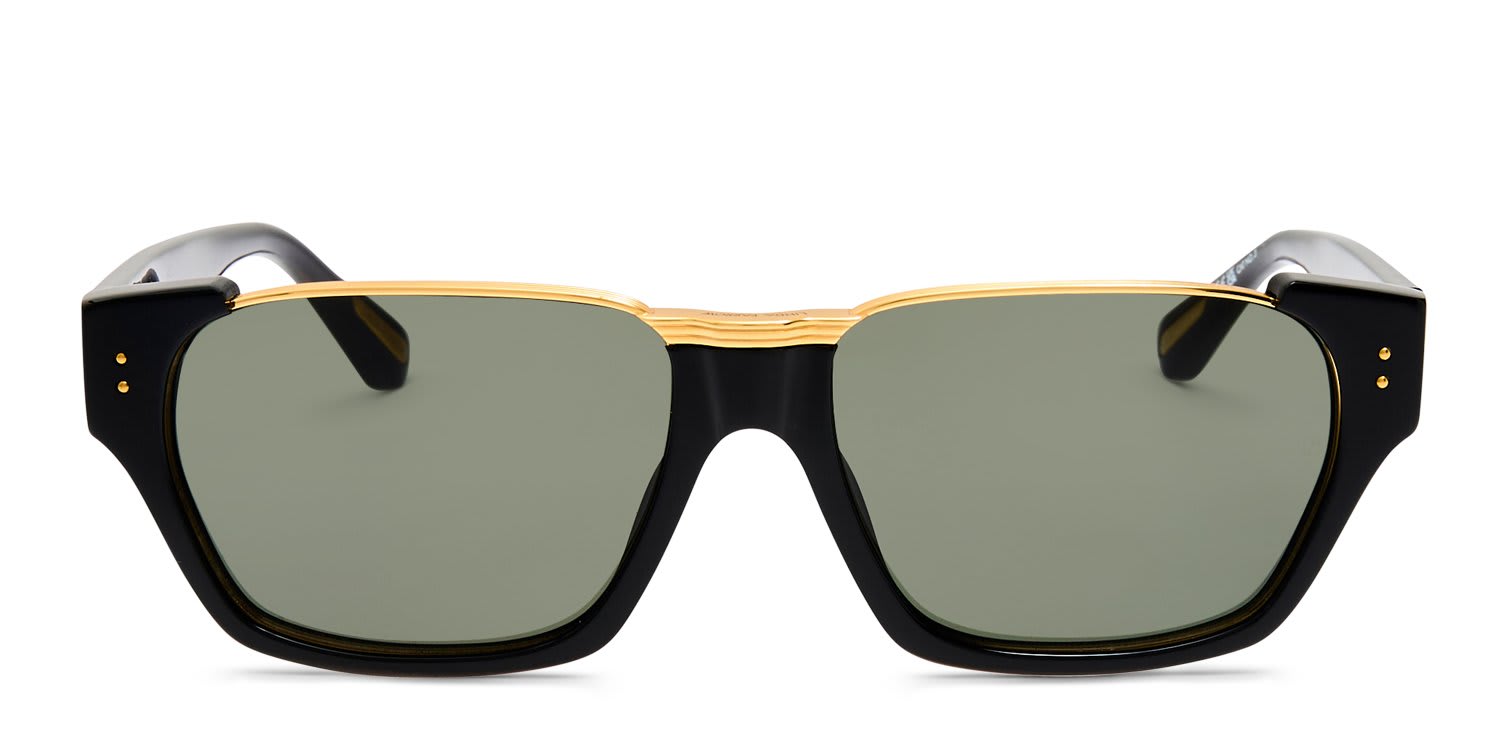 Linda Farrow Marcel Black, Gold glasses - Black / Gold - Frontal View