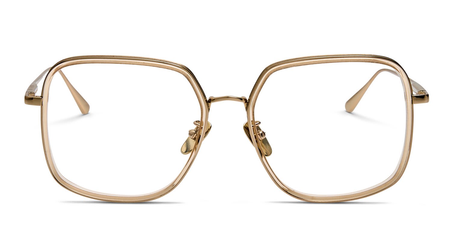 Linda Farrow LFL1581 Alicia Gold, Beige glasses - Gold / Beige - Frontal View