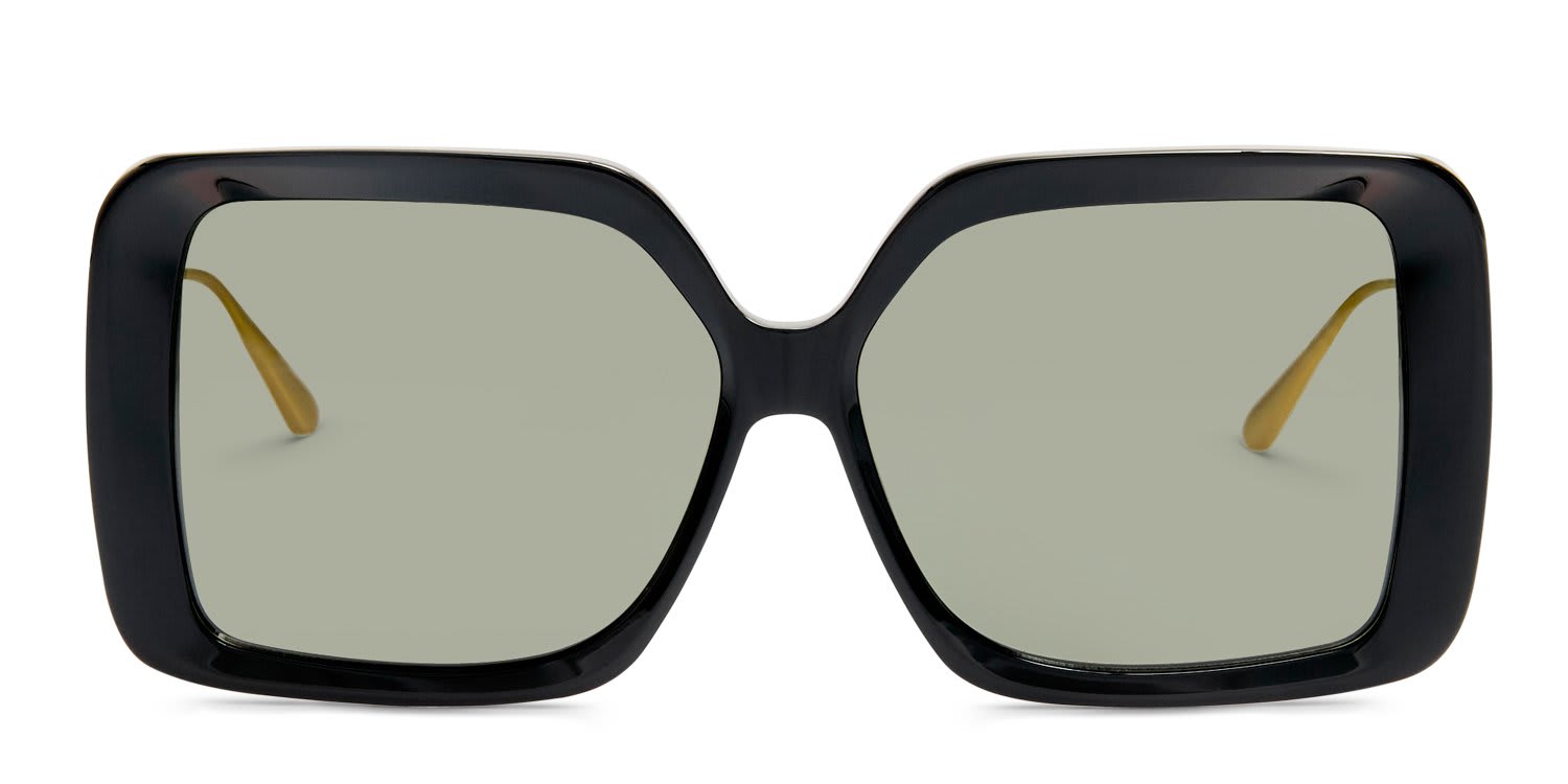 Linda Farrow Macy Shiny Black glasses - Shiny Black - Frontal View