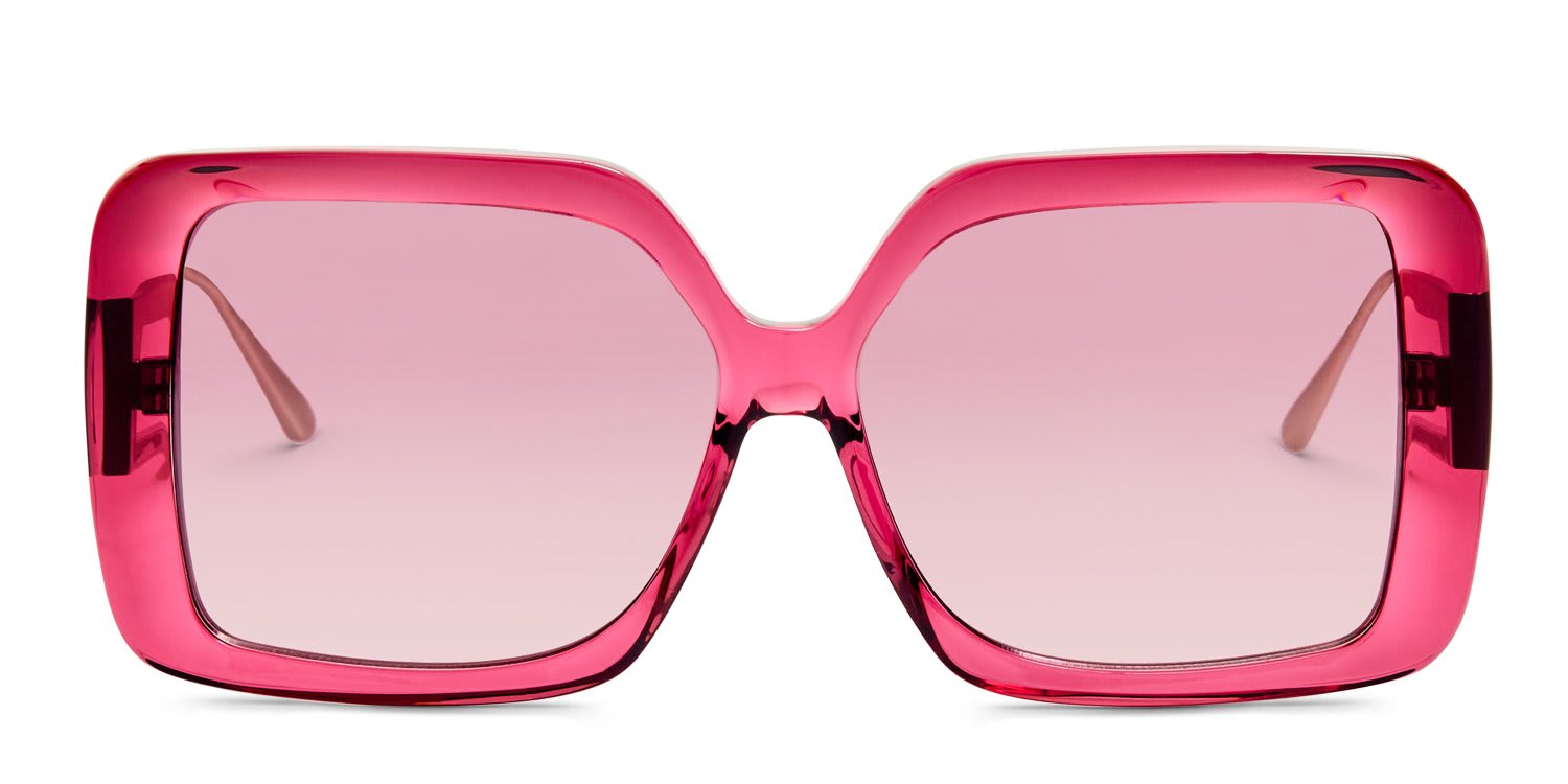 Linda Farrow Macy Red, Clear glasses - Pink - Frontal View