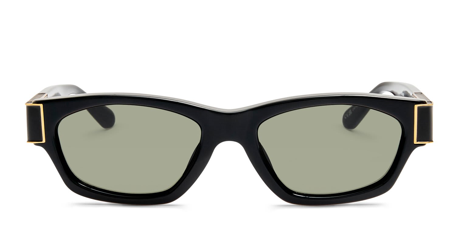 Linda Farrow Clara Shiny Black glasses - Shiny Black - Frontal View
