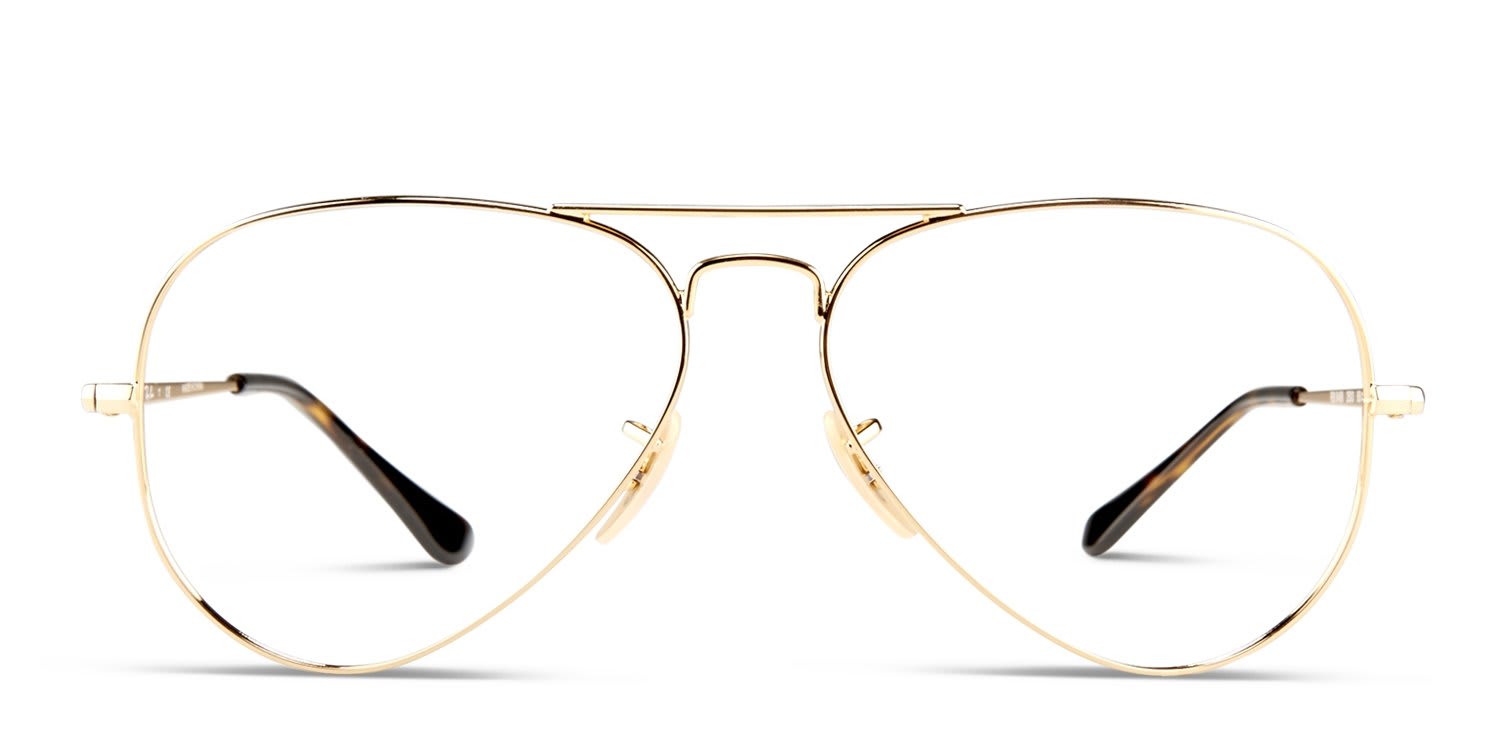 Ray-Ban RX6489 Aviator Gold glasses - Gold - Frontal View