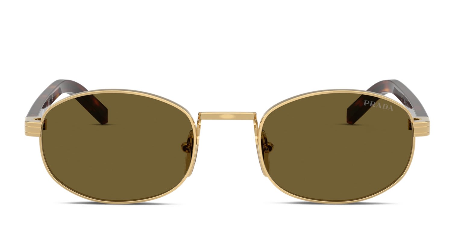 Prada PRB53S Gold glasses - Gold / Brown - Frontal View
