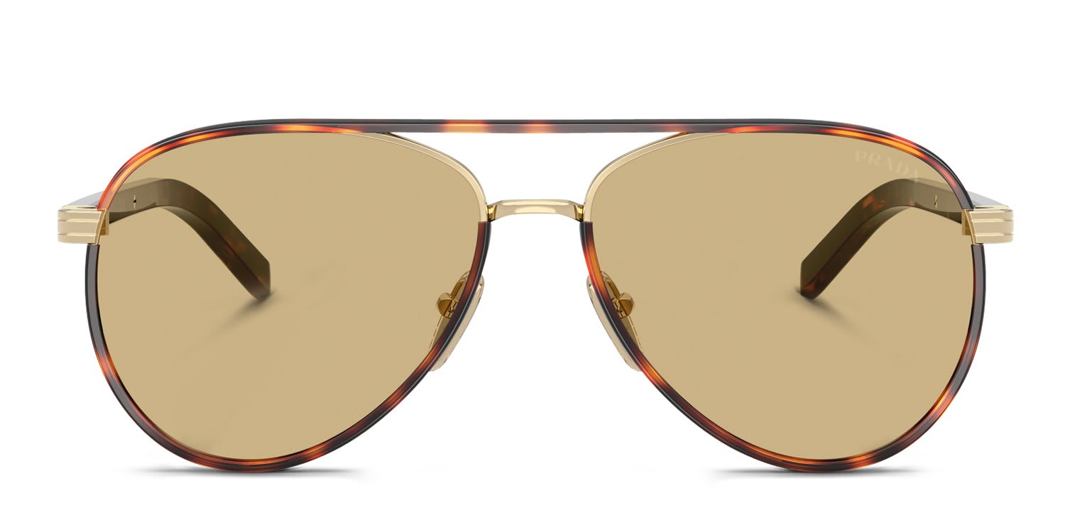 Prada PRB57S Gold, Yellow glasses - Gold / Yellow - Frontal View