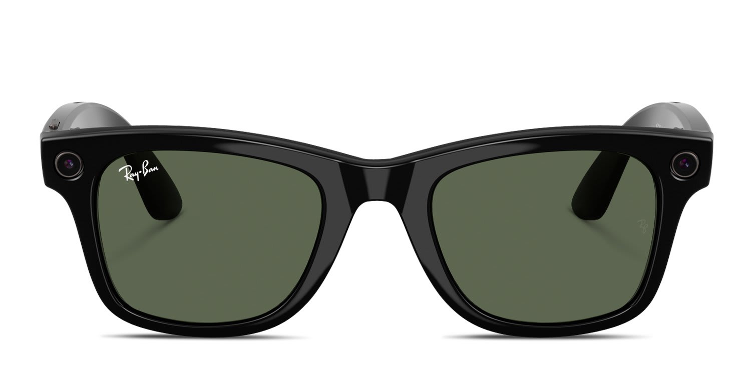 Ray-Ban Meta AI Glasses (Gen 2.0) Wayfarer RW4012 Black, Green glasses - Black / Green - Frontal View