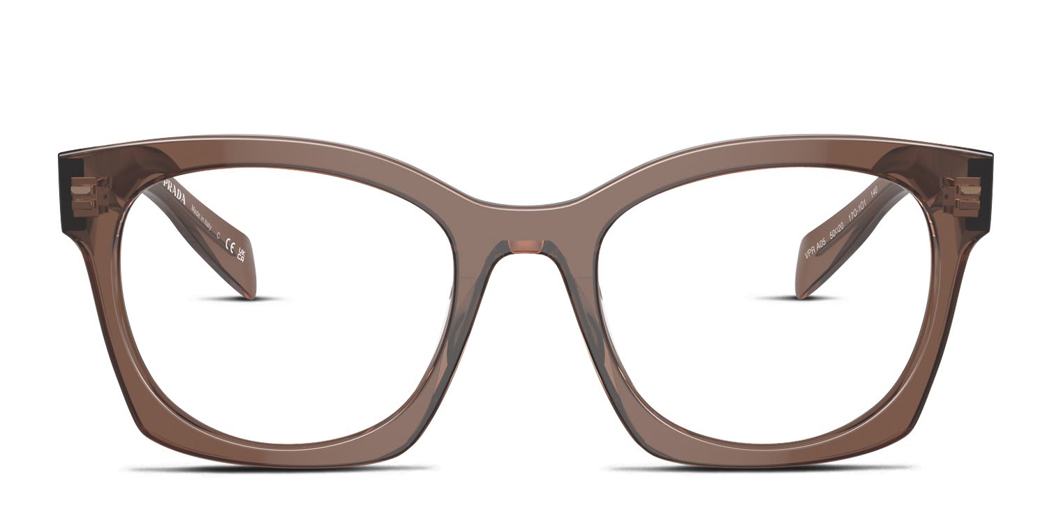 Prada PRA05V Clear, Brown glasses - Brown / Clear - Frontal View