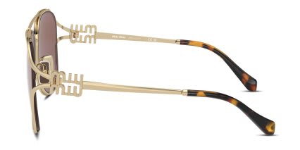 Miu Miu MU52ZS Gold, Brown glasses - Gold / Brown - Side View
