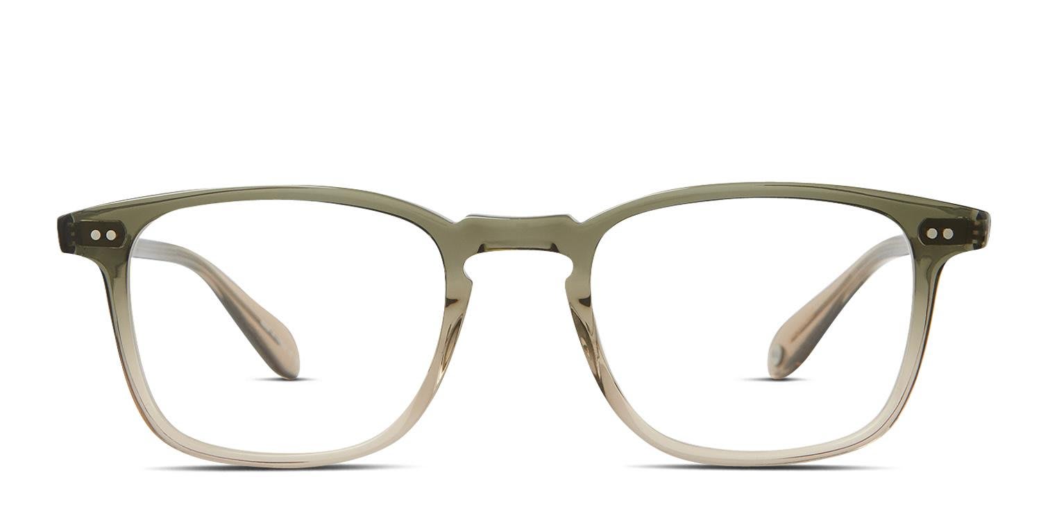 Garrett Leight Howland Green, Clear glasses - Green / Clear - Frontal View