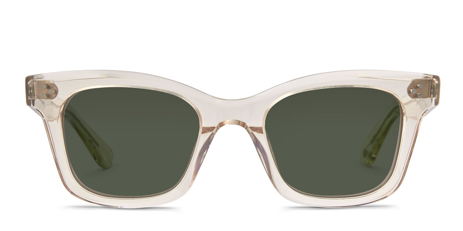 Garrett Leight Thompson Sun Beige, Clear glasses - Beige / Clear - Frontal View