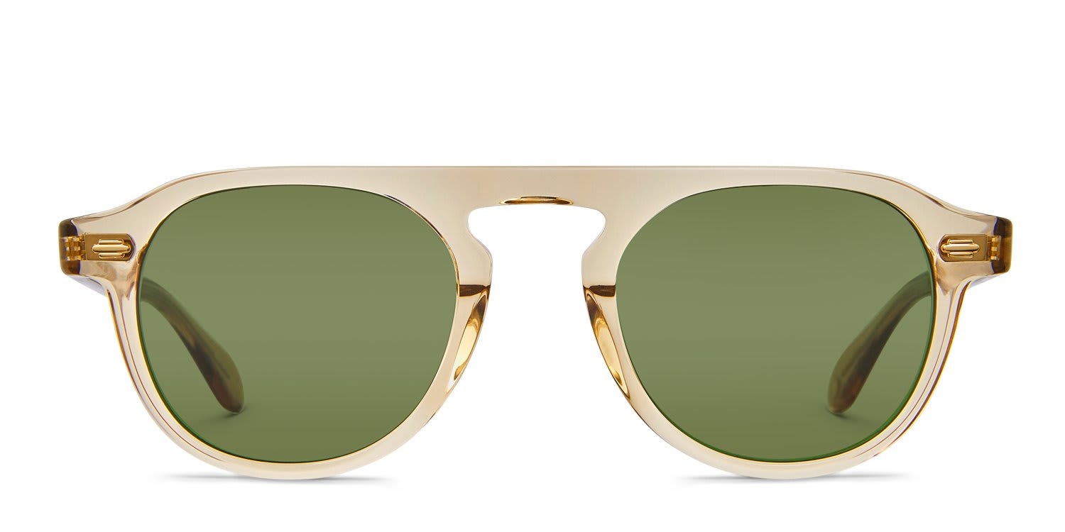 Garrett Leight Harding Sun Beige, Clear glasses - Beige / Clear - Frontal View