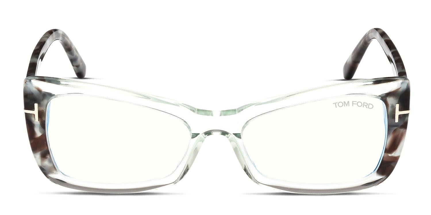 Tom Ford TF5879-B Green, Clear, Tortoise glasses - Clear / Tortoise / Green - Frontal View