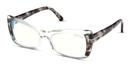 Tom Ford TF5879-B Green, Clear, Tortoise glasses - Clear / Tortoise / Green - Angle View