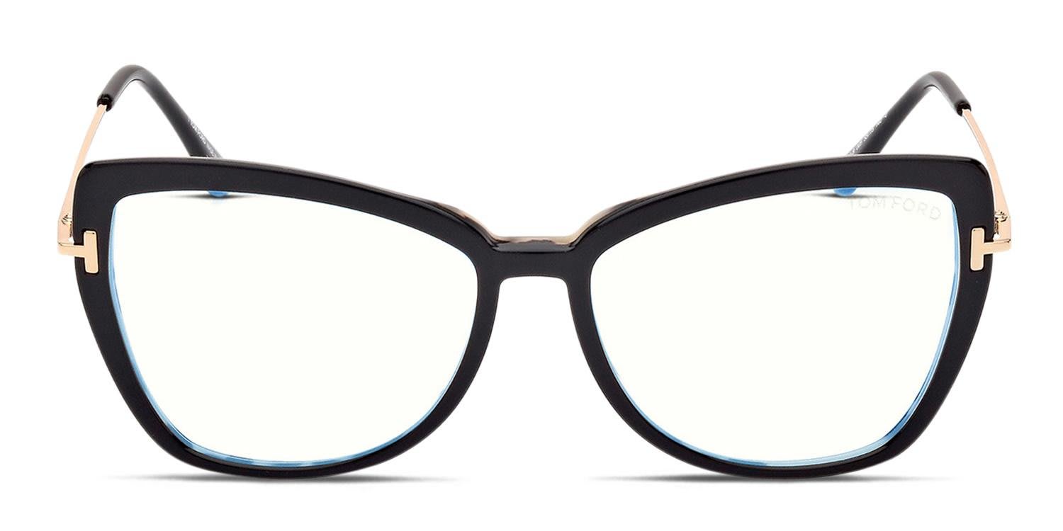 Tom Ford TF5882-B Shiny Black, Gold glasses - Shiny Black / Gold - Frontal View