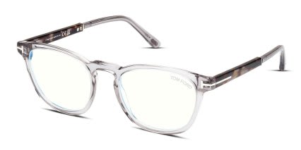 Tom Ford TF5890-B Gray, Clear glasses - Gray / Clear - Angle View