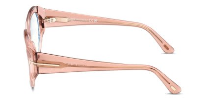 Tom Ford TF5950-B Pink, Clear glasses - Pink / Clear - Side View