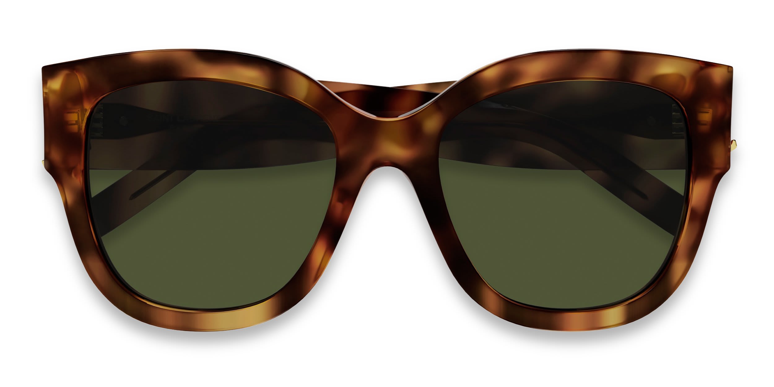 Saint Laurent SLM95/F Tortoise, Green glasses - Tortoise / Green - Frontal View