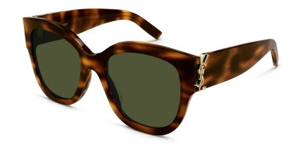 Saint Laurent SLM95/F Tortoise, Green glasses - Tortoise / Green - Angle View