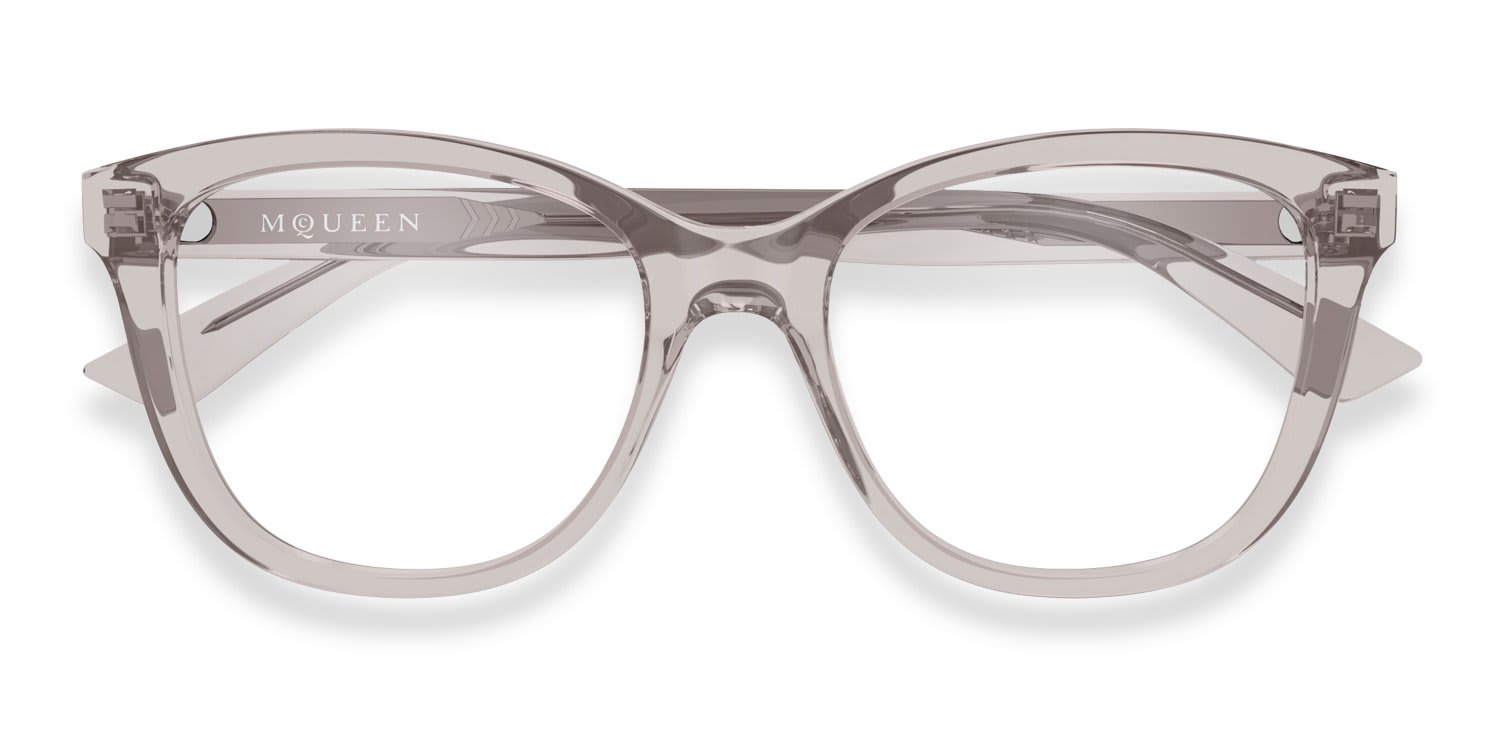 Alexander McQueen AM0487O Gray, Clear glasses - Gray / Clear - Frontal View