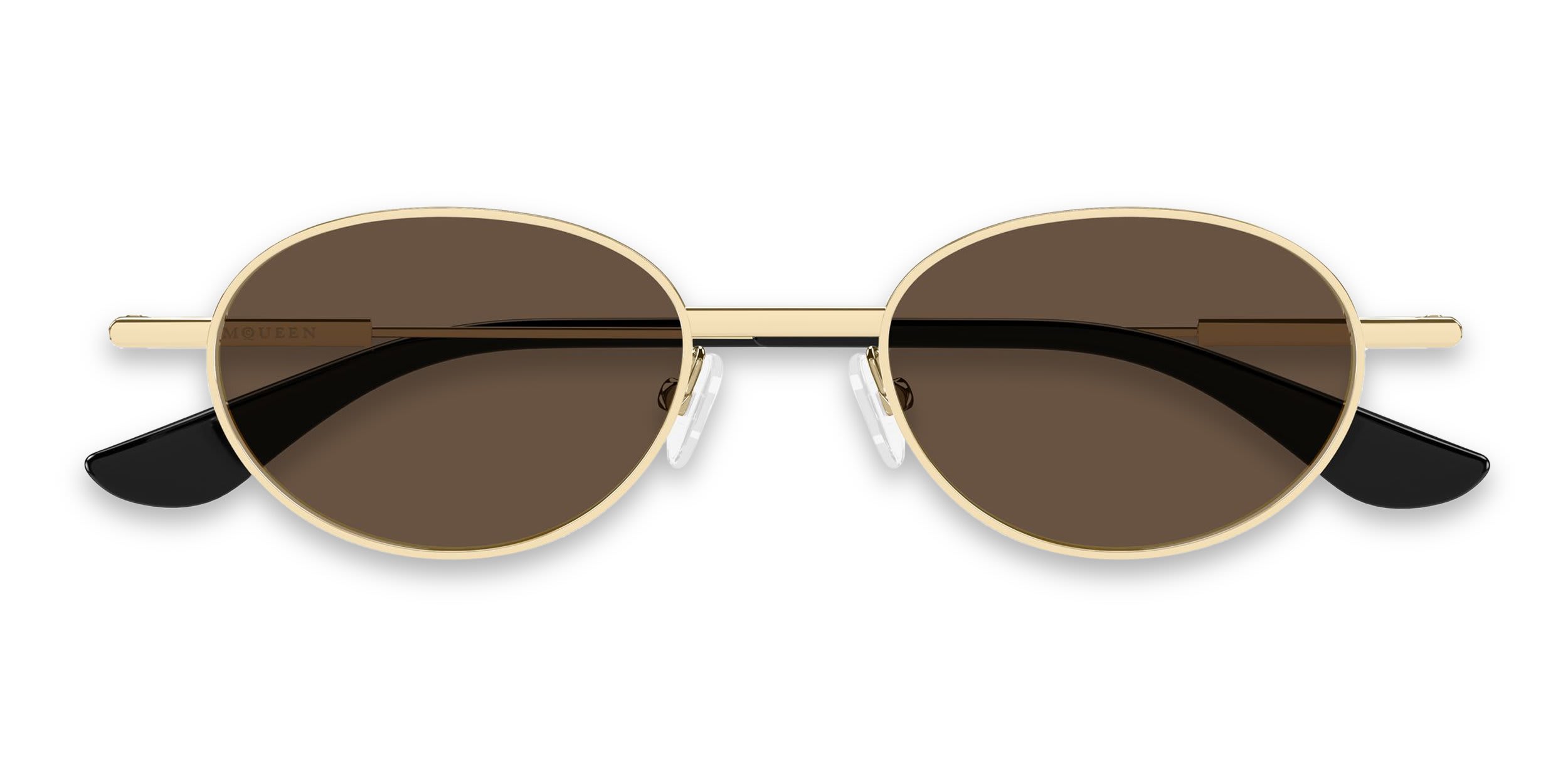 Alexander McQueen AM0523S Gold, Brown glasses - Gold / Brown - Frontal View