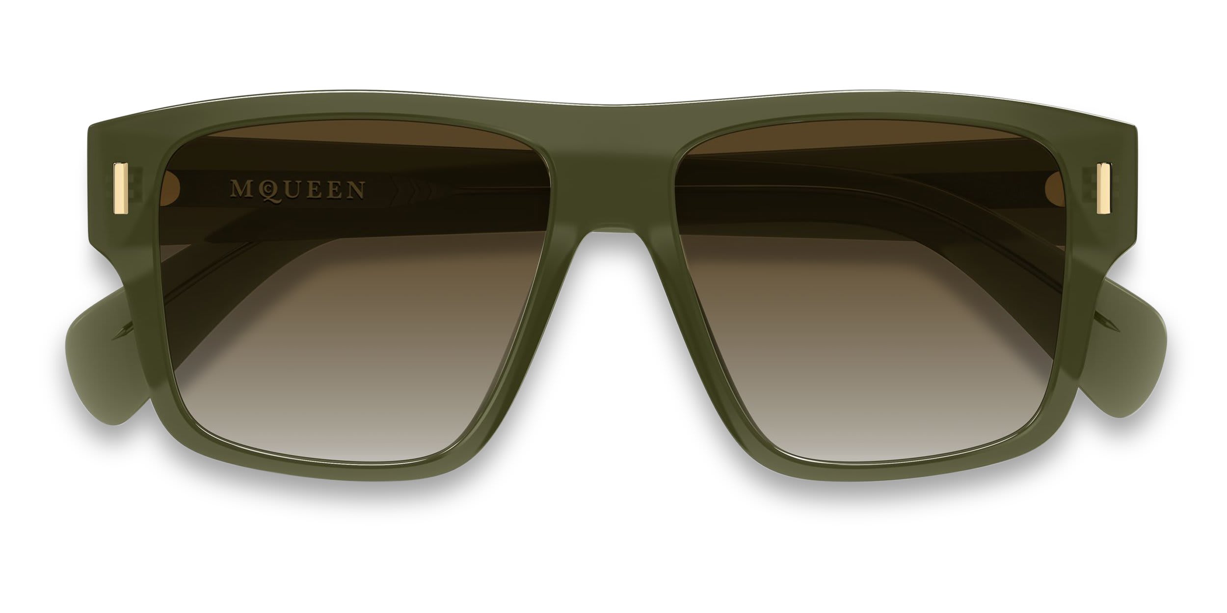 Alexander McQueen AM0550S Green, Brown glasses - Green / Brown - Frontal View