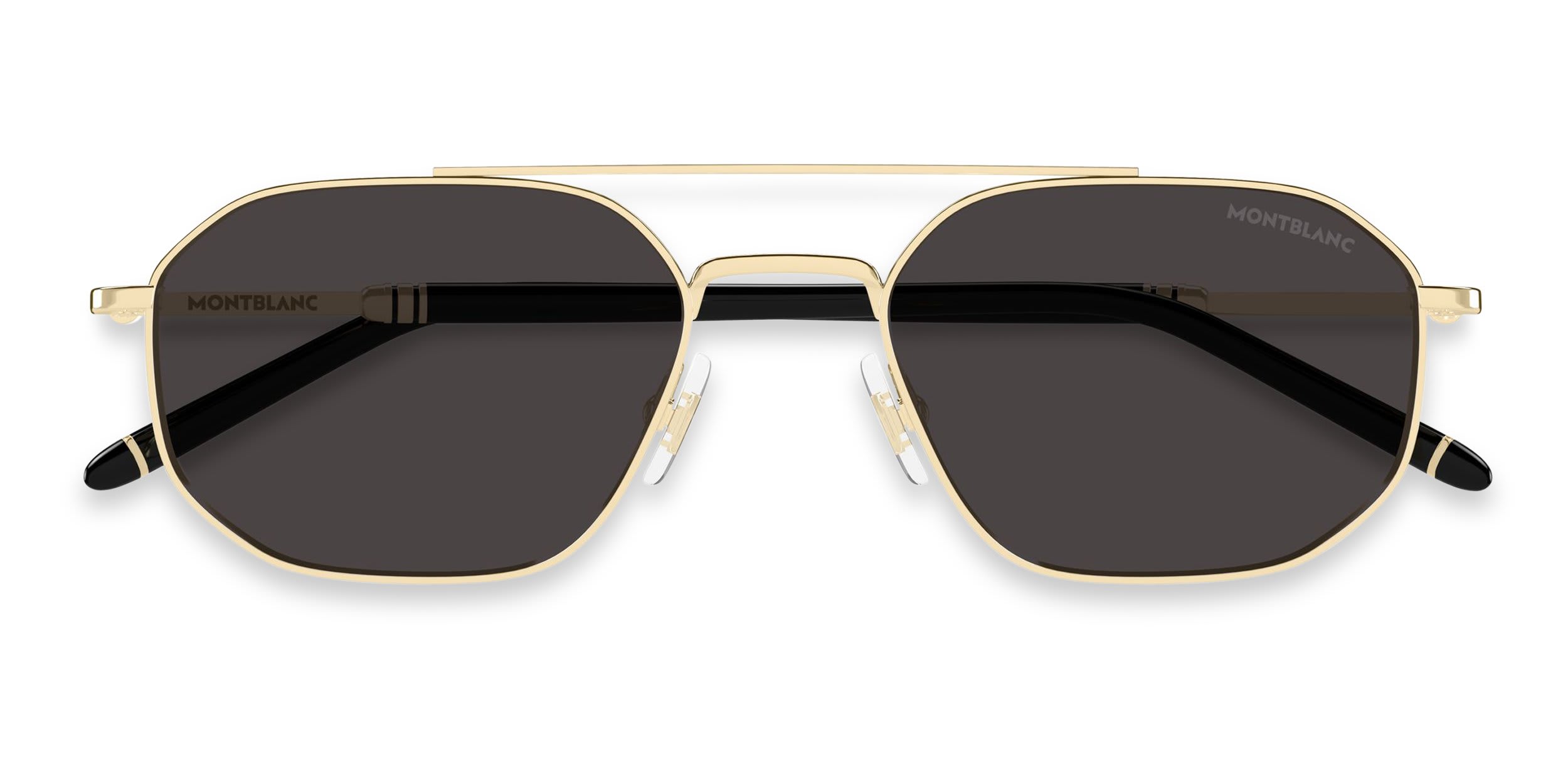 Mont Blanc MB0481S Gold, Gray glasses - Gold / Gray - Frontal View