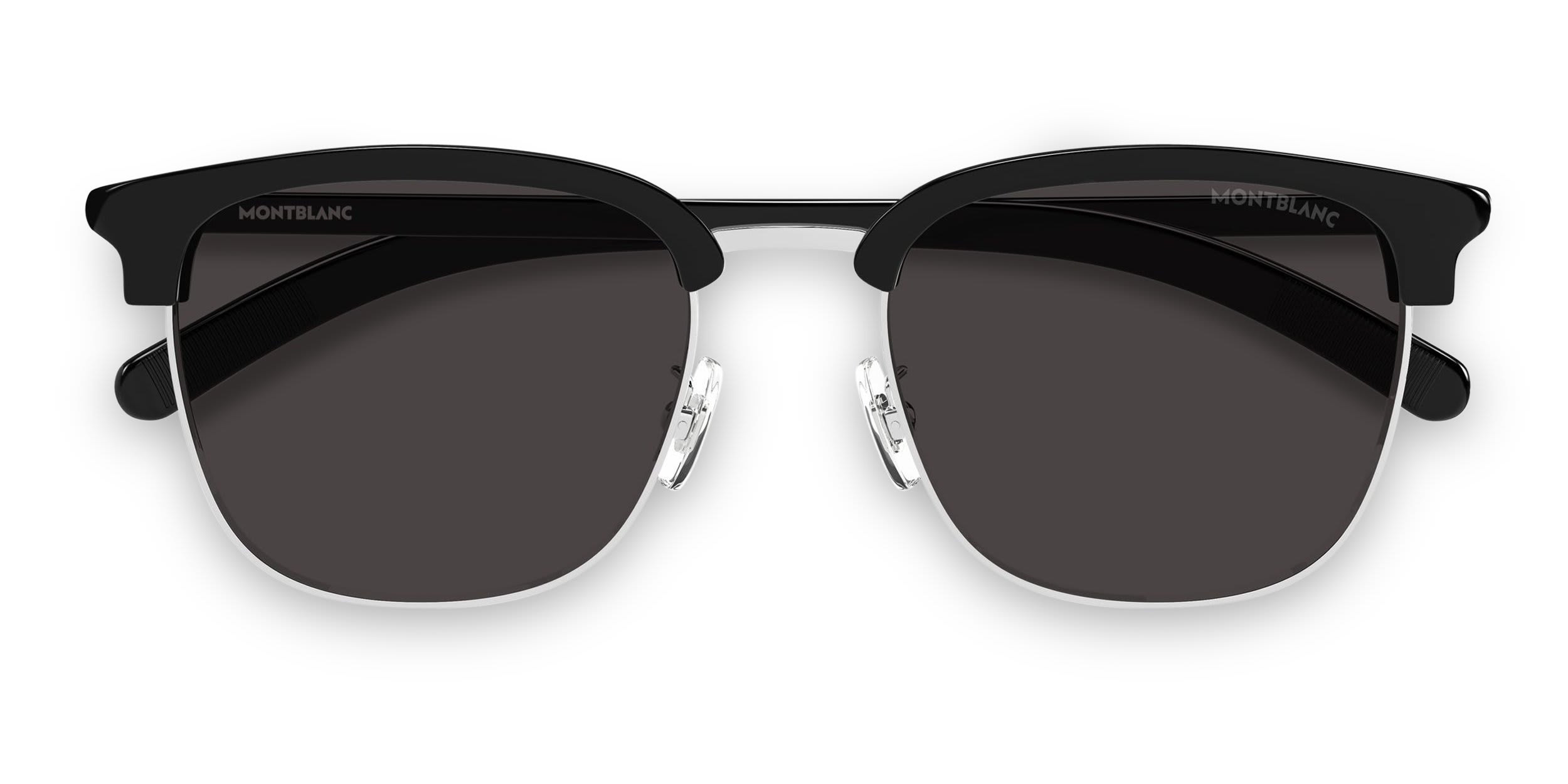 Mont Blanc MB0488SA Silver, Gray glasses - Silver / Gray - Frontal View
