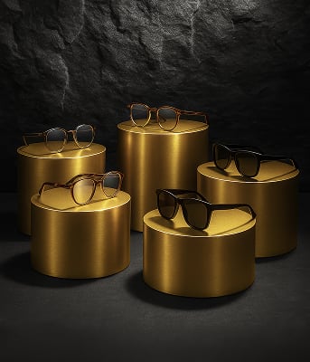 Black luxury eyeglasses with gold accents